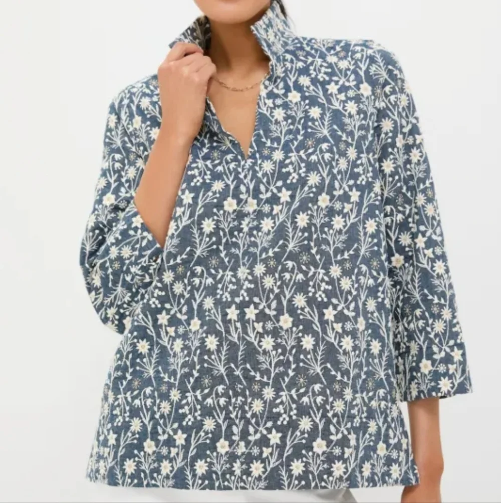 Tuckernuck Margot Chambrey Wildflower Blouse - Picture 3 of 7